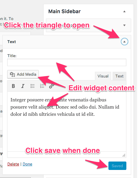 Edit WordPress widget content