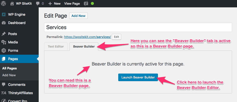 Beaver Builder WordPress page