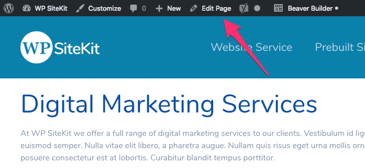 WordPress Edit Page button