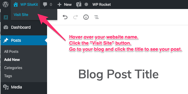 WordPress View Site Button