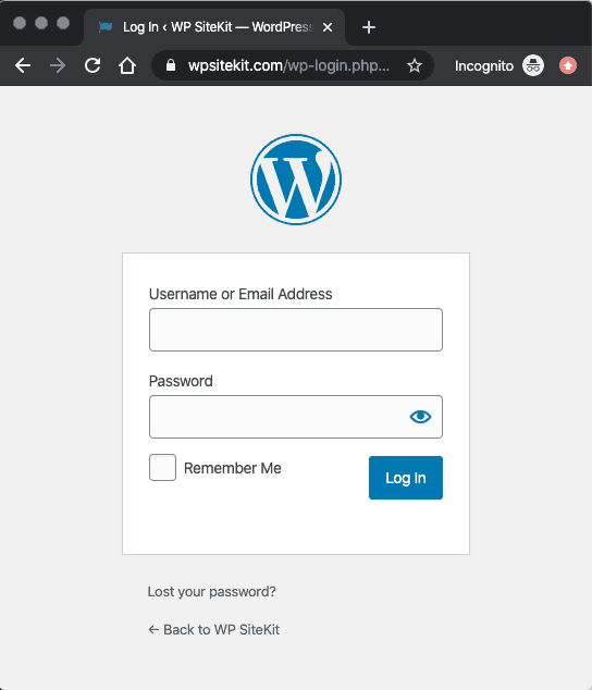 WordPress Login Screen