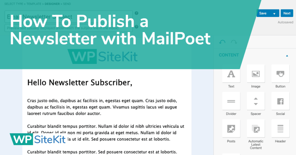 Publish Newsletter MailPoet