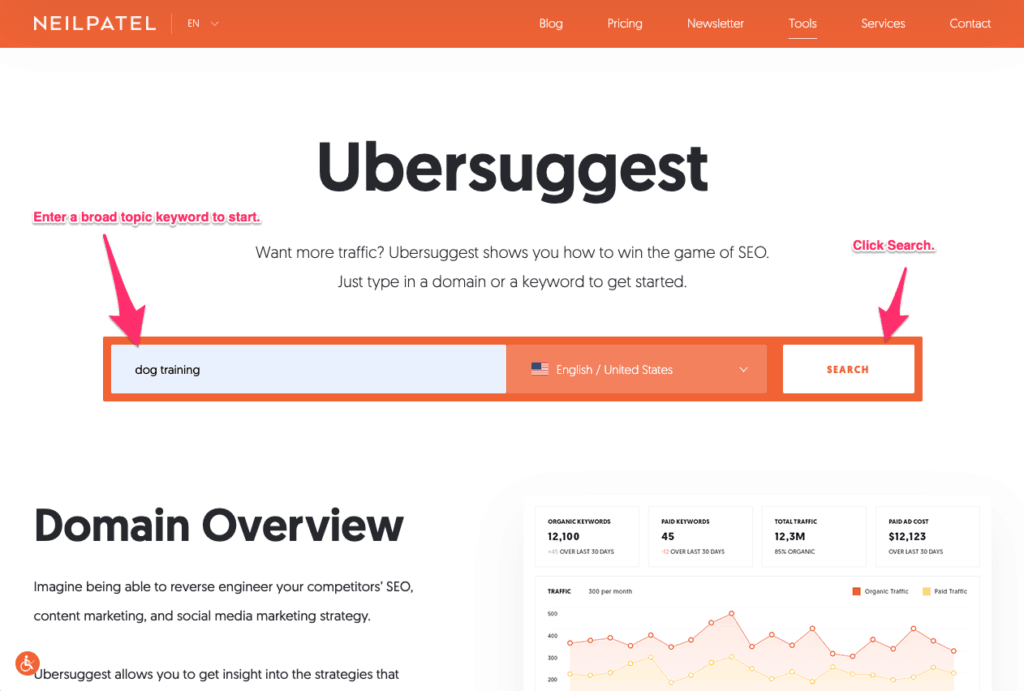 ubersuggest keyword tool will Find New Blog Topics
