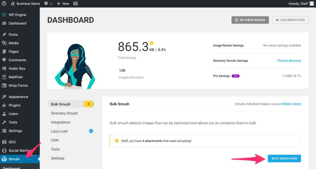 Smush Dashboard