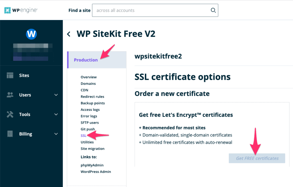 WPSitekit Guide from wpengine how to install and get free ssl certificate