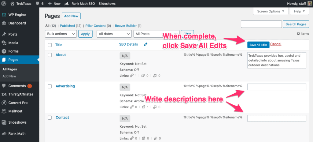 Write Description Tags and Save