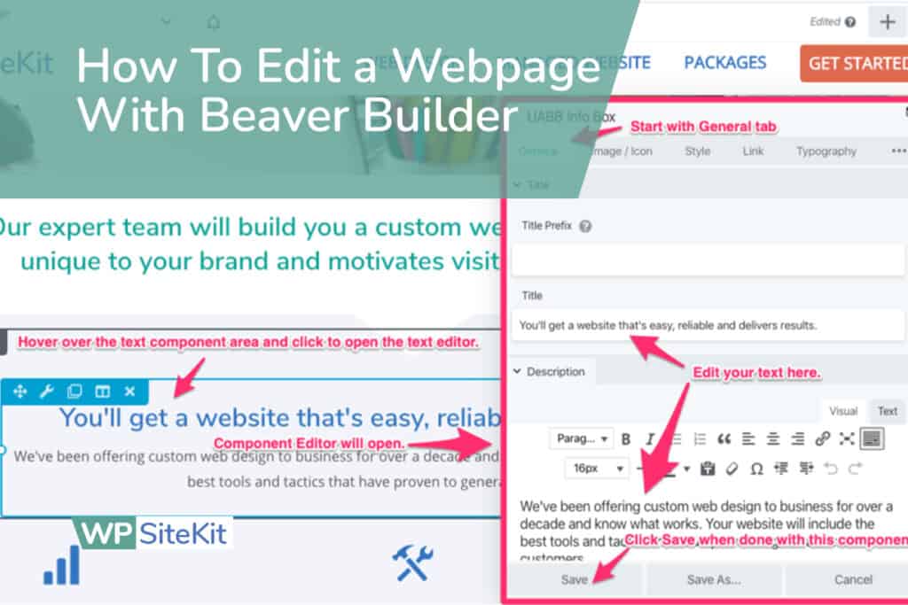 how to edit a website with beaver builder.