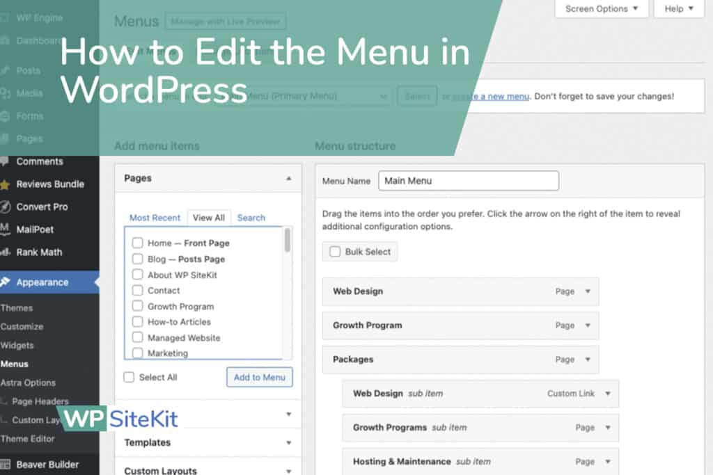 how to edit the menu in wordpress.