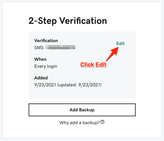Edit 2-Step Verification