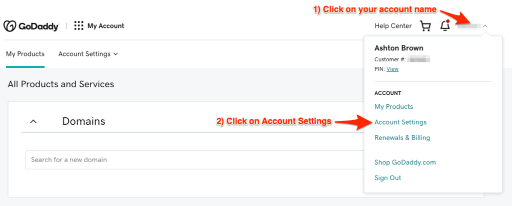 Go To Account Setting