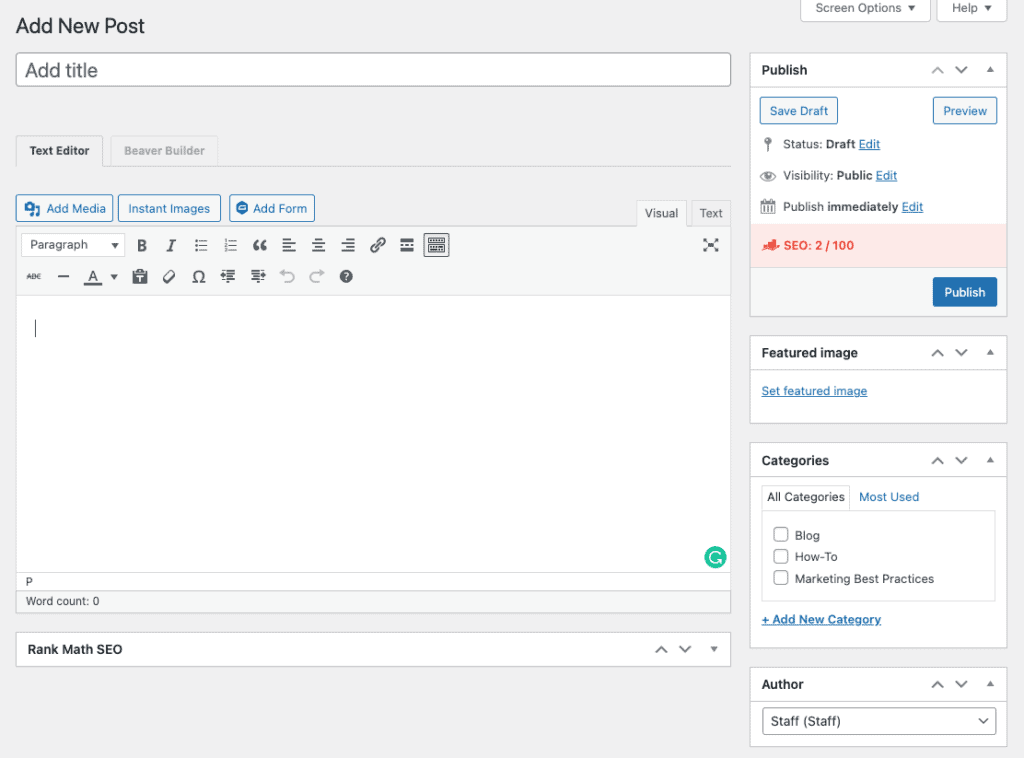 Add New Post in WordPress Classic Editor