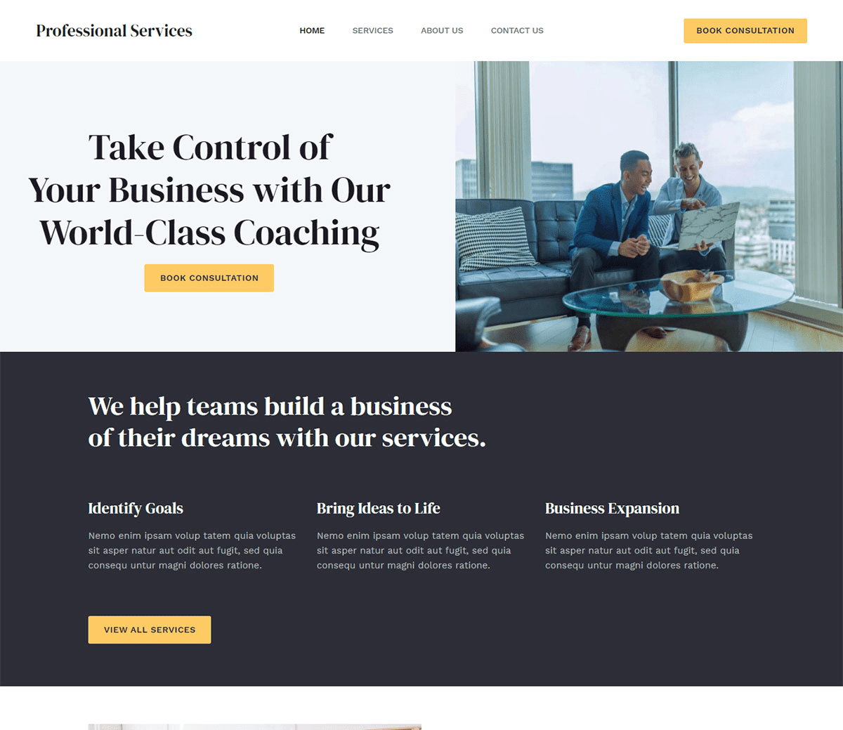 prebuilt coaching business website template