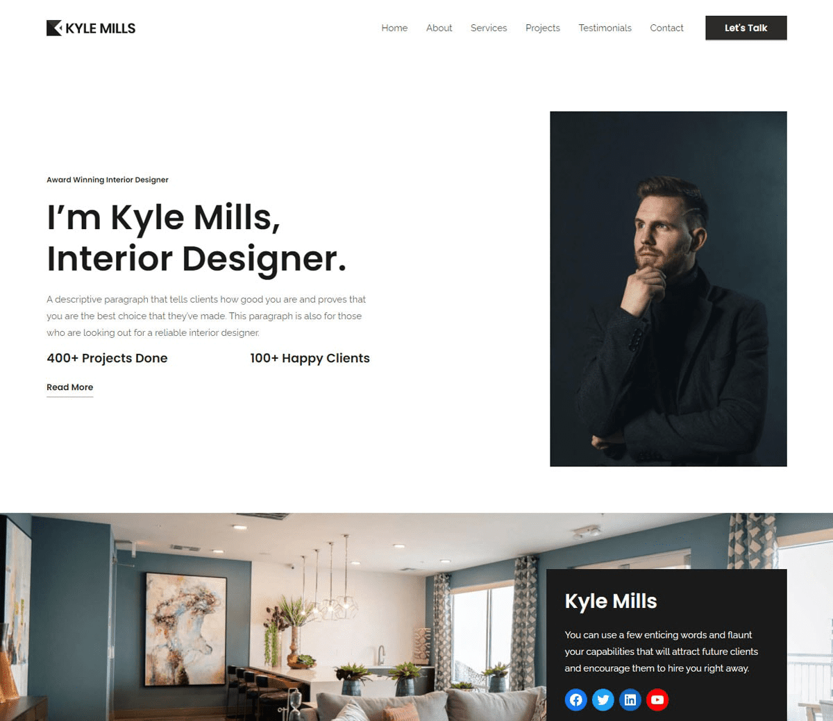 prebuilt interior designer website template