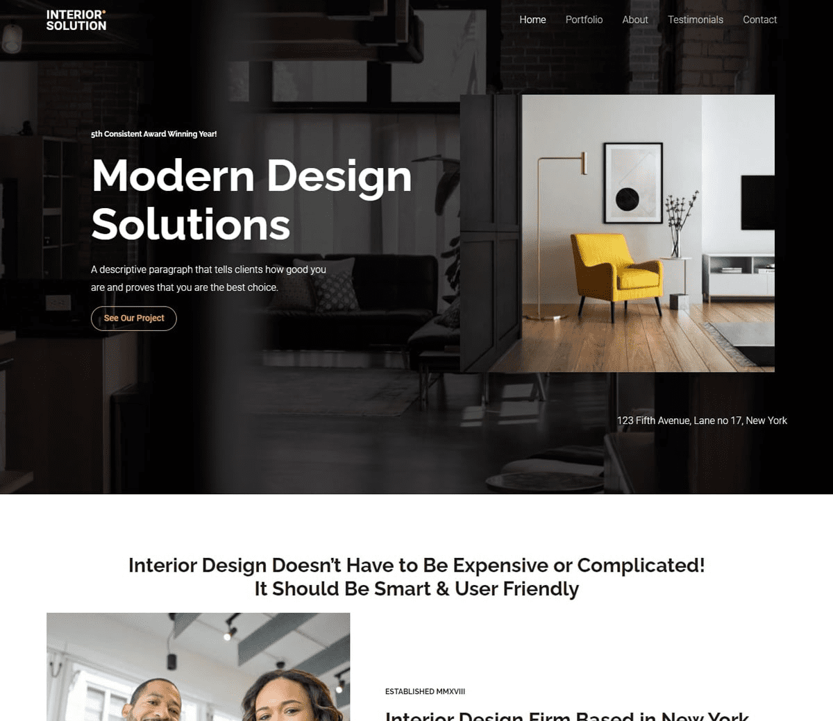 prebuilt interiro design firm website template