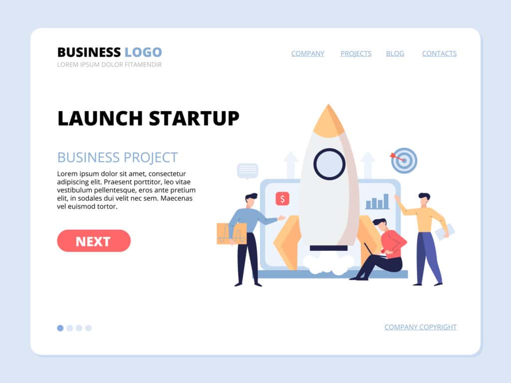 A landing page for a business startup offering WordPress web design packages.